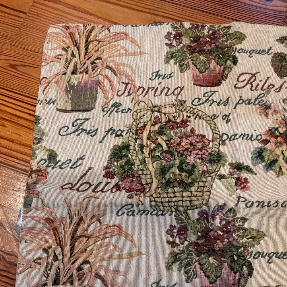 NOS VTG Woven Tapestry Floral Garden Pillow Sham Pink Backing Needs Stuffing